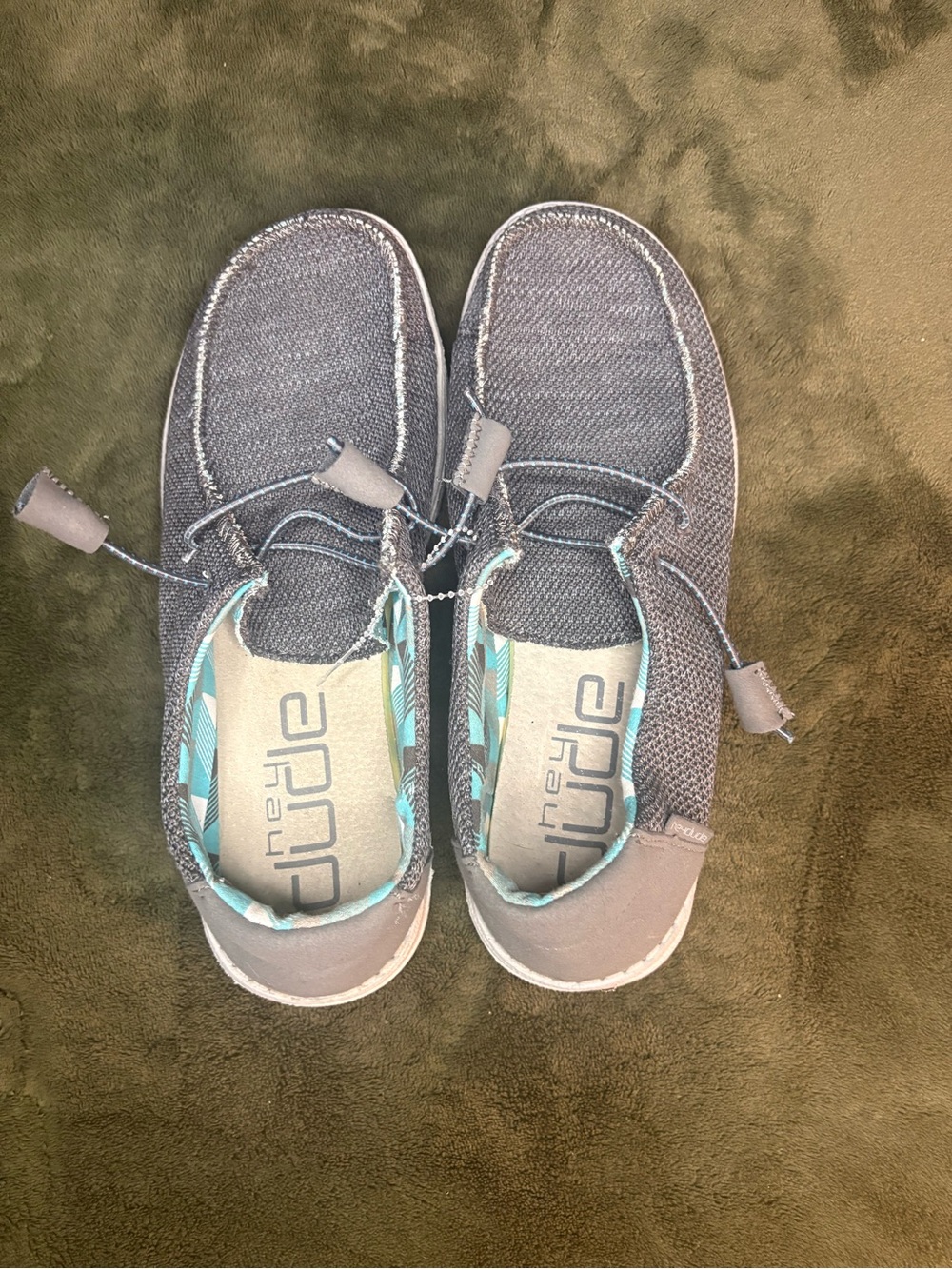 Hey Dude Men's Gray Slip-On Shoe with Teal Lining